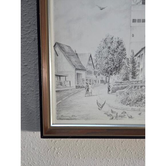 Hermann Kuhn Kemnat Germany Print St Bartholomaus Church 19x13.75" Framed - Picture 7 of 10